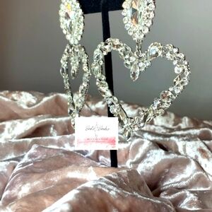 Ladies crystal heart earrings